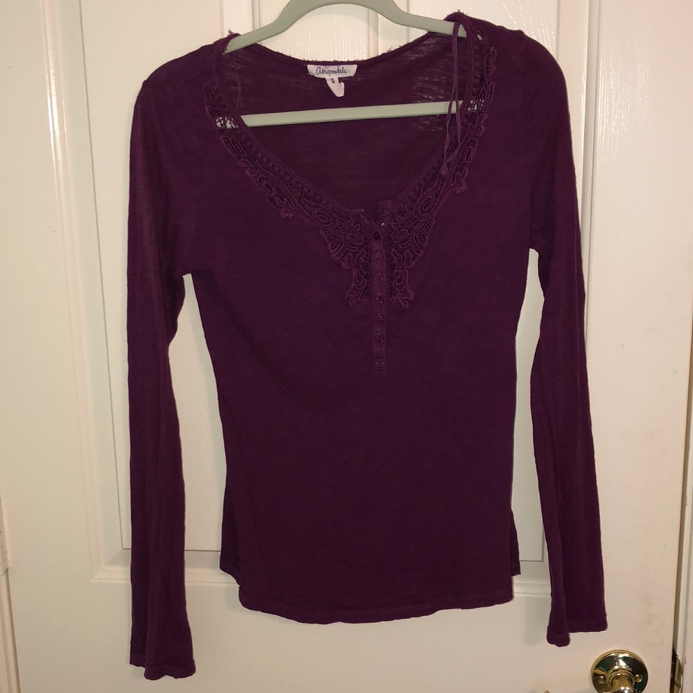 Aeropostale Maroon Lace Detailed Top